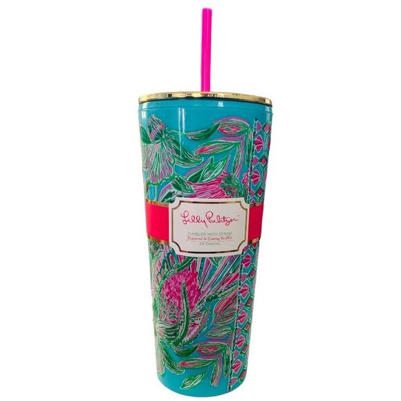 New Lilly Pulitzer Tumbler With Straw Coming In Hot 24 Ounces - Picture 5 of 5